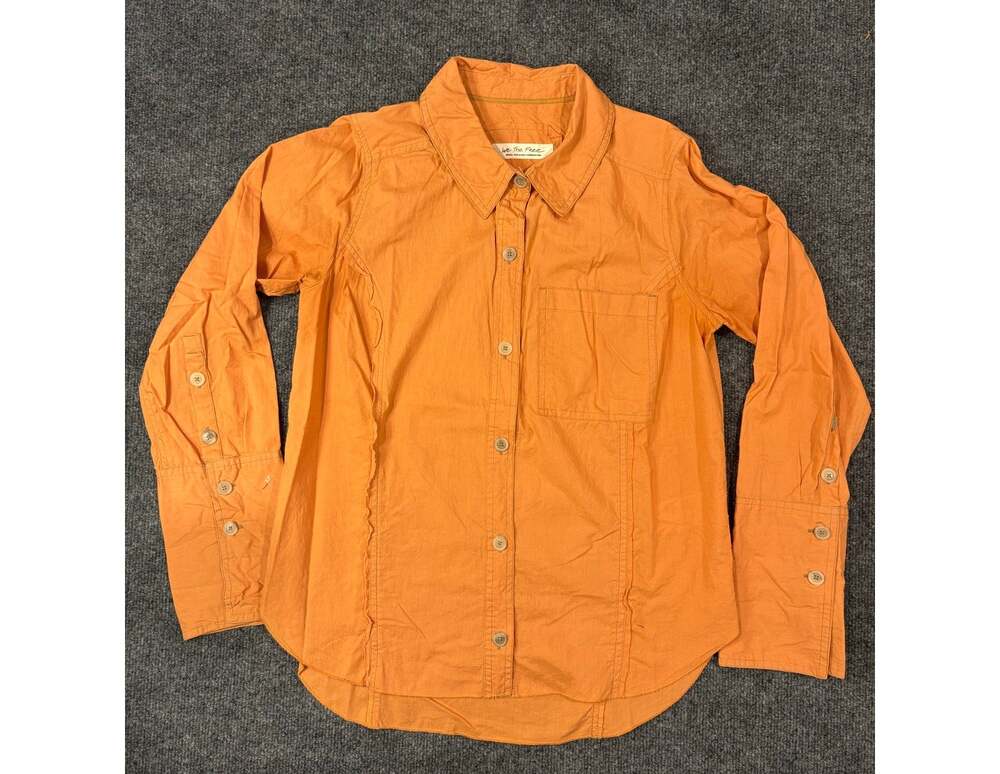 Free People We The Free 'Mackenzie' Poplin Long Sleeve Buttondown Size S– Orange